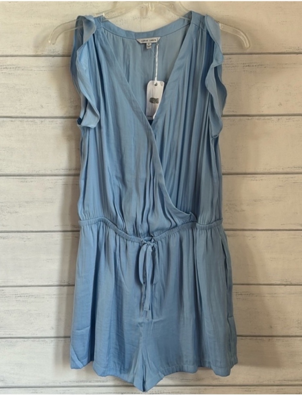NWT Naked Zebra Powder blue satin Romper